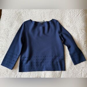 Theory Navy Knit Crewneck Top